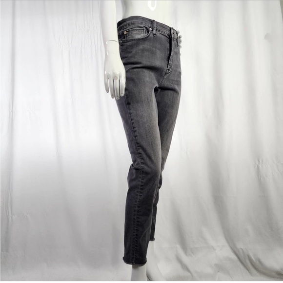 Hudson Natalie Super Skinny Jeans Women Size 32 Faded Black Raw Hems 5 Pockets - Picture 1 of 1